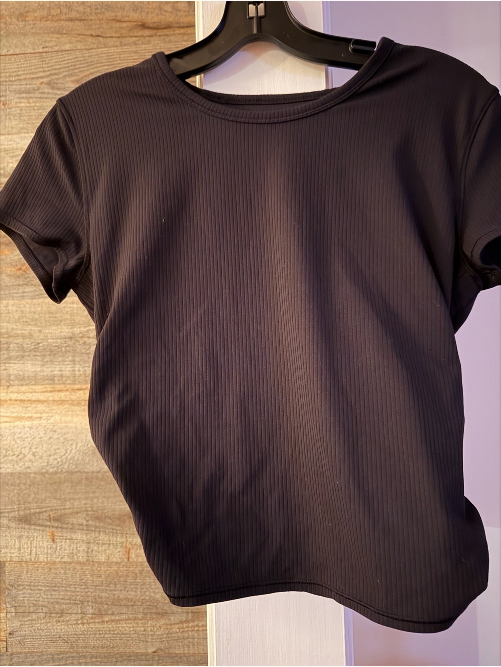 lululemon athletica Black Ribbed Short Sleeve Tee